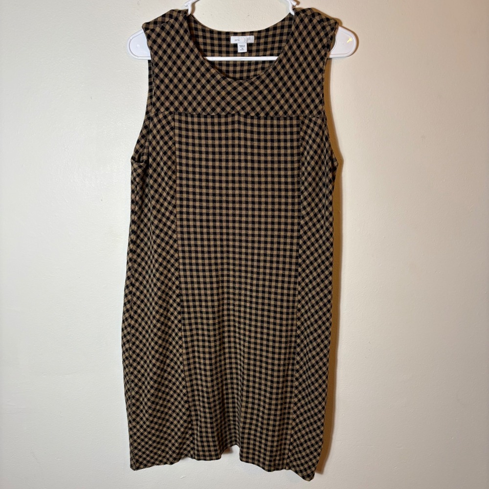 J. Jill Ponte Shift Dress Sleeveless Gingham Plaid Career Size Medium‎ Petite